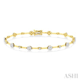 1 Ctw Lovebright Round Cut Diamond Bar Bracelet in 14K Yellow and White Gold