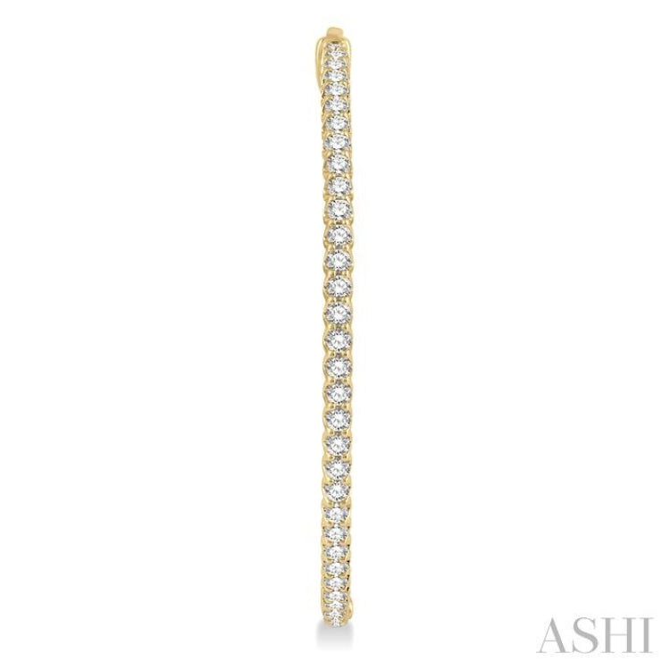 5 ctw Inside-Out Round Cut Diamond 2-Inch Hoop Earrings in 14K Yellow Gold
