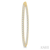 5 ctw Inside-Out Round Cut Diamond 2-Inch Hoop Earrings in 14K Yellow Gold