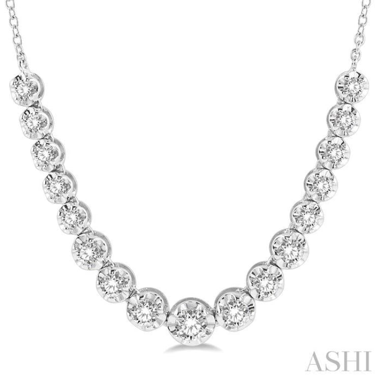 1 ctw Round Cut Diamond Illusion Necklace in 10K White Gold
