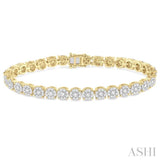 5 ctw Round Cut Diamond Lovebright Tennis Bracelet in 14K Yellow and White Gold