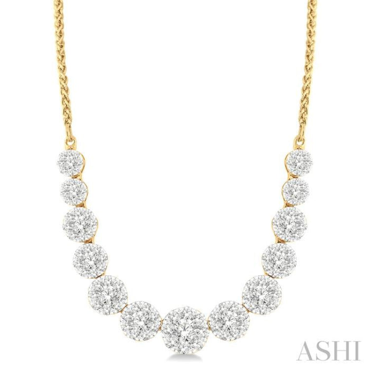 2 ctw Round Cut Diamond Lovebright Necklace in 14K Yellow and White Gold