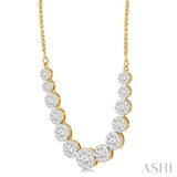 2 ctw Round Cut Diamond Lovebright Necklace in 14K Yellow and White Gold