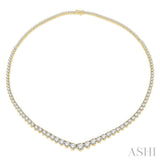 15 Ctw Riviera Round Cut Diamond Necklace in 14K Yellow Gold