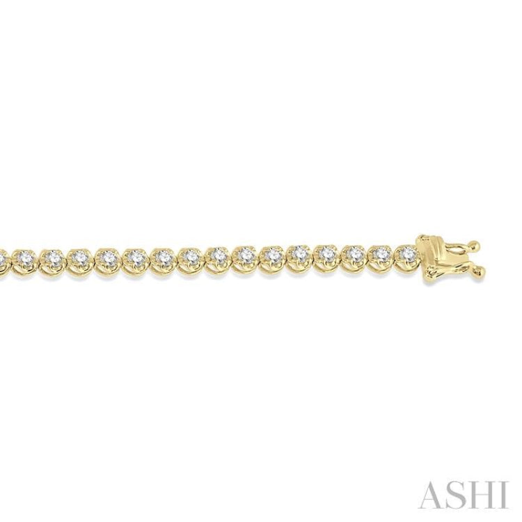 2 ctw Round Cut Diamond Illusion Tennis Bracelet in 14K Yellow Gold