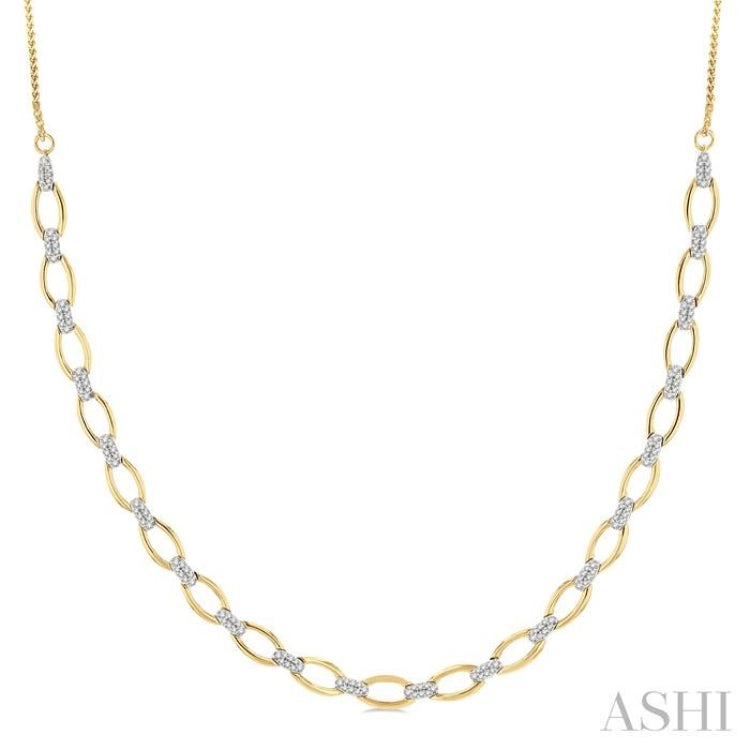 1 ctw Round Cut Diamond Open Link Necklace in 14K Yellow Gold