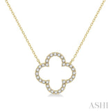 1/4 Ctw Clover Round Cut Diamond Pendant With Chain in 14K Yellow Gold