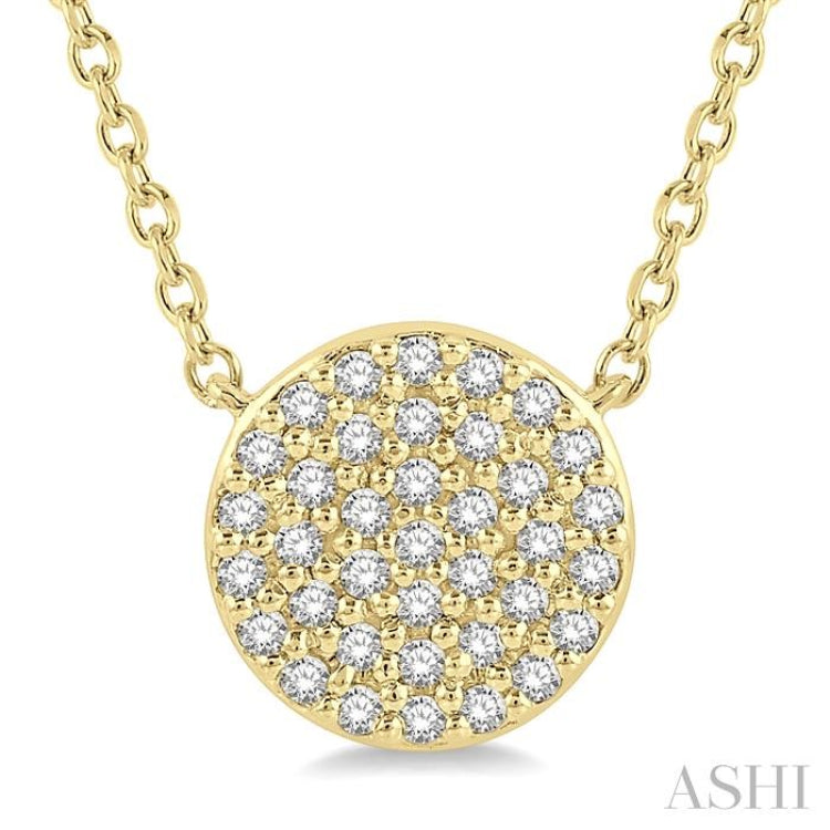 1/6 Ctw Disc Round Cut Diamond Petite Pendant With Chain in 10K Yellow Gold