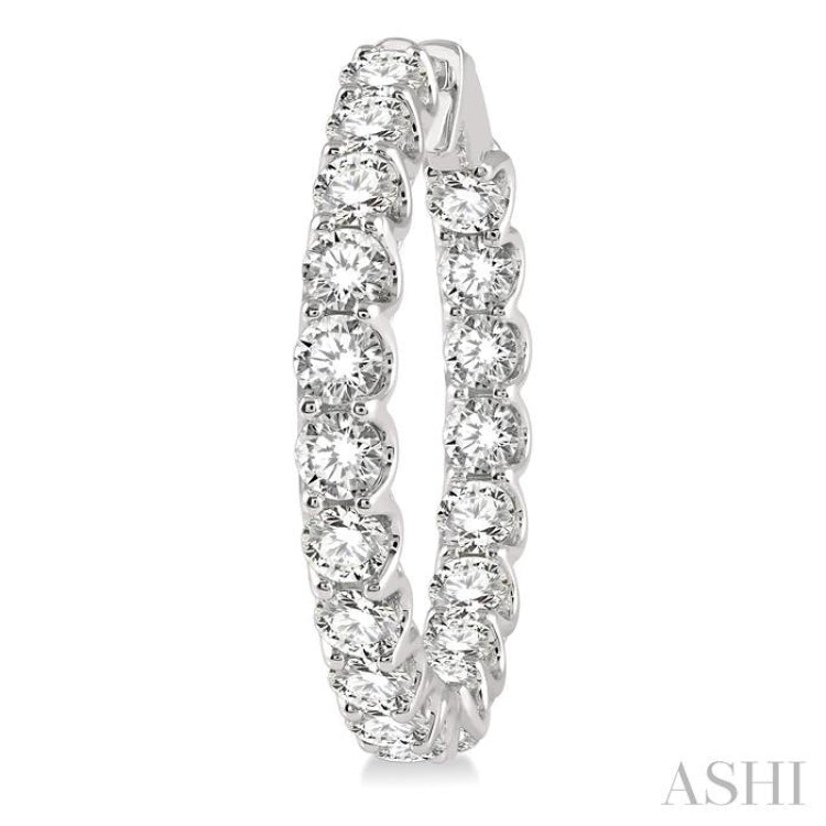 10.00 ctw Inside-Out Round Cut Diamond Hoop Earrings in 14K White Gold