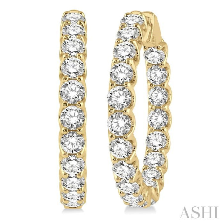 10.00 ctw Inside-Out Round Cut Diamond Hoop Earrings in 14K Yellow Gold