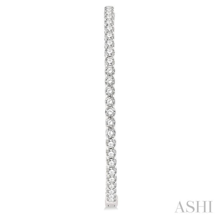 7 ctw Inside-Out Round Cut Diamond 2-Inch Hoop Earrings in 14K White Gold
