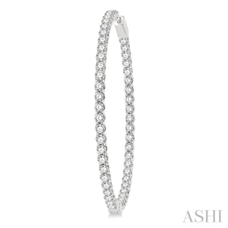 7 ctw Inside-Out Round Cut Diamond 2-Inch Hoop Earrings in 14K White Gold
