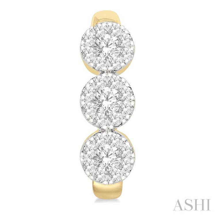 7/8 Ctw Lovebright Round Cut Diamond Half Hoop Earrings in 14K Yellow and White Gold