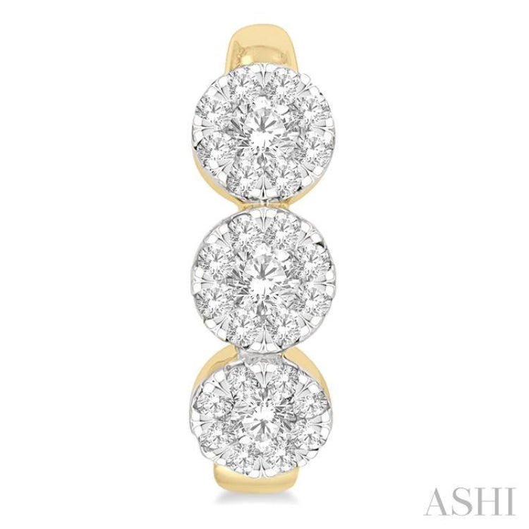 3/8 Ctw Lovebright Round Cut Diamond Half Hoop Earrings in 14K Yellow and White Gold