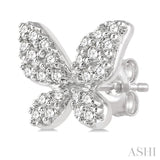 1/5 ctw Butterfly Motif Round Cut Diamond Petite Fashion Earring in 14K White Gold