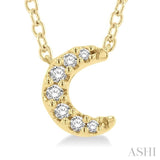 1/20 ctw Crescent Round Cut Diamond Petite Fashion Pendant With Chain in 14K Yellow Gold