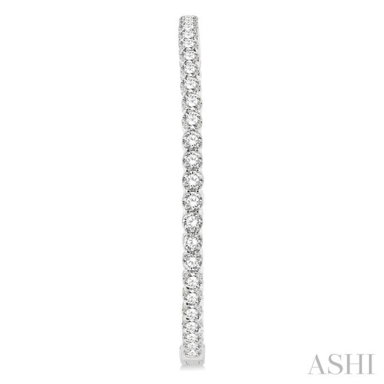 10 ctw Inside-Out Round Cut Diamond 2-Inch Hoop Earrings in 14K White Gold