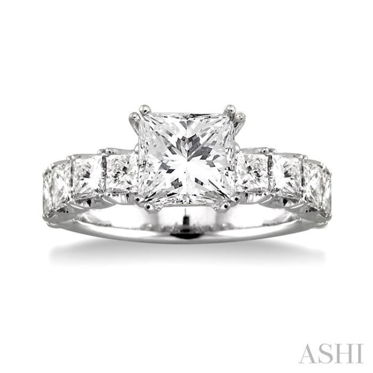 2 ctw Princess Cut Diamond Semi-Mount Engagement Ring in 18K White Gold