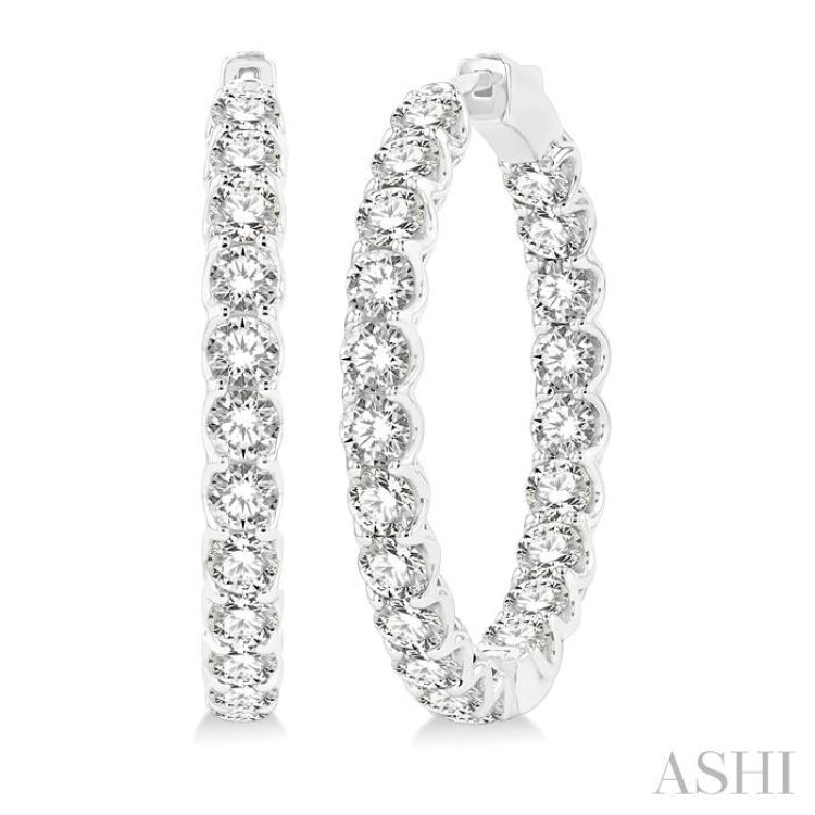 8.00 ctw Inside-Out Round Cut Diamond Hoop Earrings in 14K White Gold
