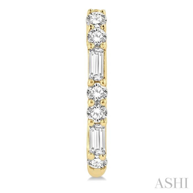 1/3 ctw Baguette and Round Cut Diamond Petite Huggies in 14K Yellow Gold