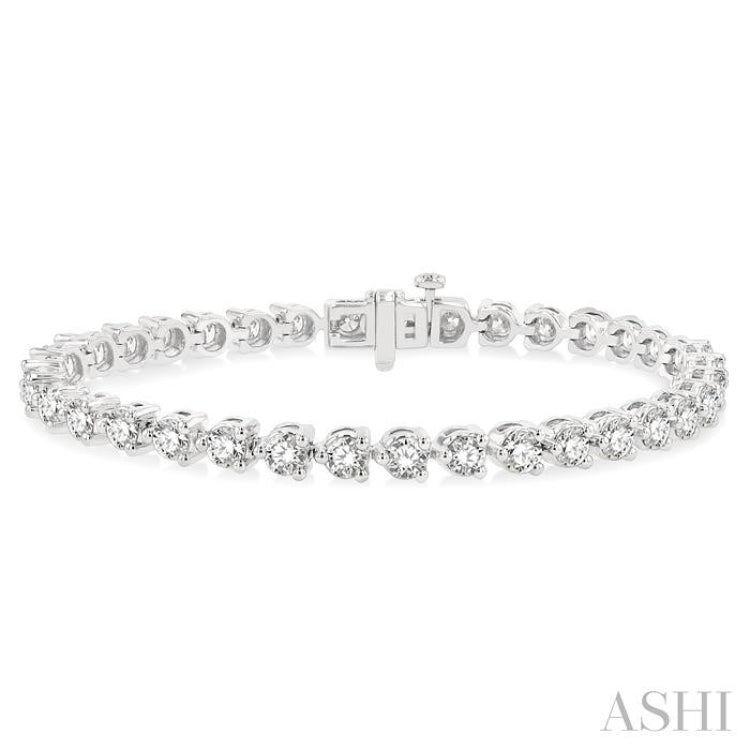 7 ctw Tri-Prong Round Cut Diamond Bracelet in 14K White Gold