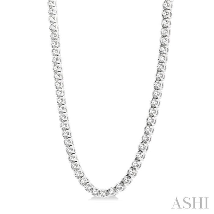 15.00 ctw Round Cut Diamond Tennis Necklace in 14K White Gold