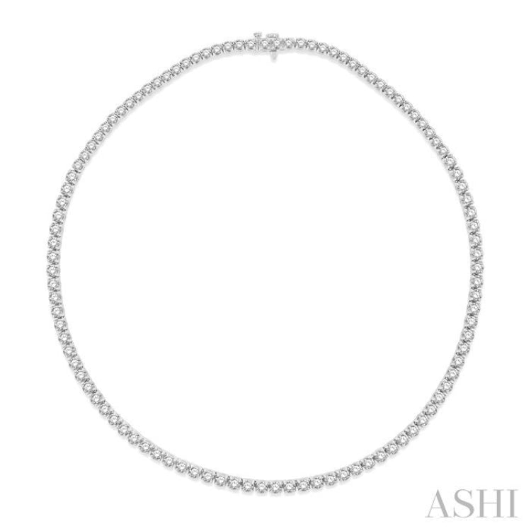 15.00 ctw Round Cut Diamond Tennis Necklace in 14K White Gold