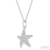 1/10 ctw Starfish Petite Round Cut Diamond Fashion Pendant With Chain in 10K White Gold