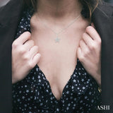 1/10 ctw Starfish Petite Round Cut Diamond Fashion Pendant With Chain in 10K White Gold