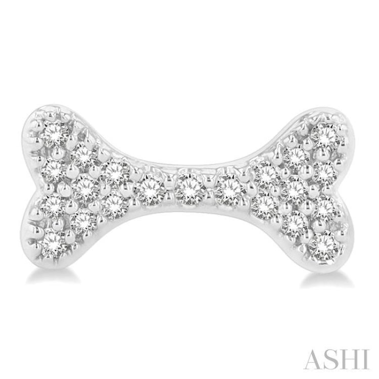 1/6 ctw Dog Bone Petite Round Cut Diamond Fashion Stud Earring in 10K White Gold