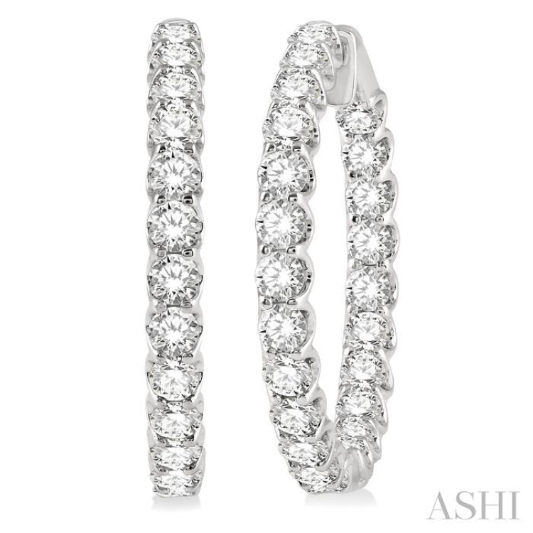 7.00 ctw Inside-Out Round Cut Diamond Hoop Earrings in 14K White Gold