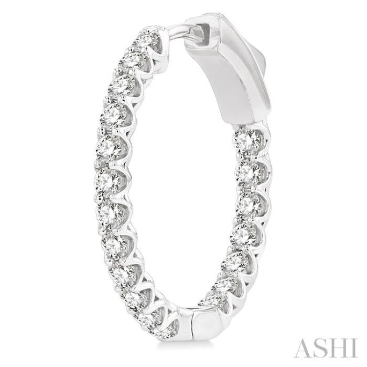1 ctw Inside-Out Round Cut Diamond Hoop Earrings in 14K White Gold