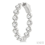 3 ctw Inside-Out Single Prong Set Round Cut Diamond Hoop Earrings in 14K White Gold