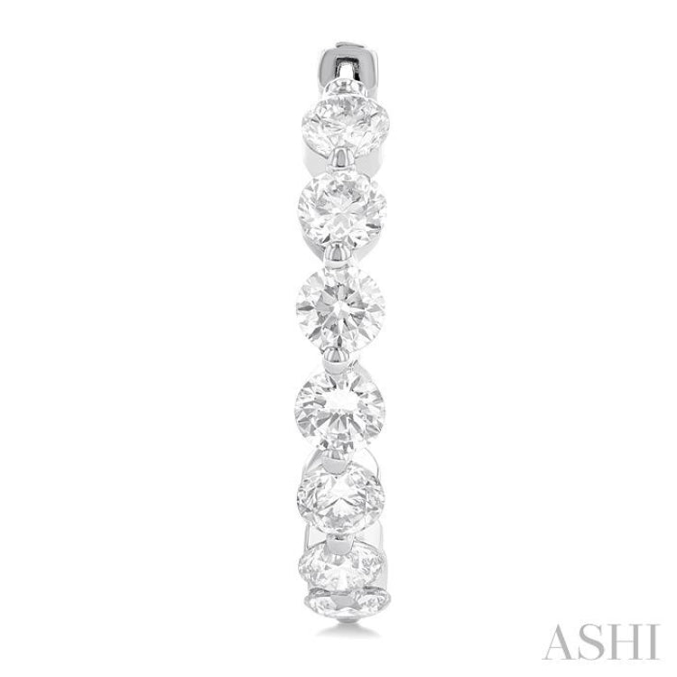 5 ctw Inside-Out Single Prong Set Round Cut Diamond Hoop Earrings in 14K White Gold