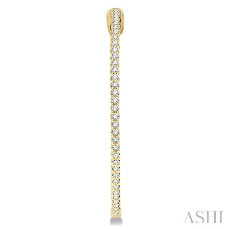 1 ctw Inside-Out Round Cut Diamond 1 1/2 Inch Hoop Earrings in 14K Yellow Gold