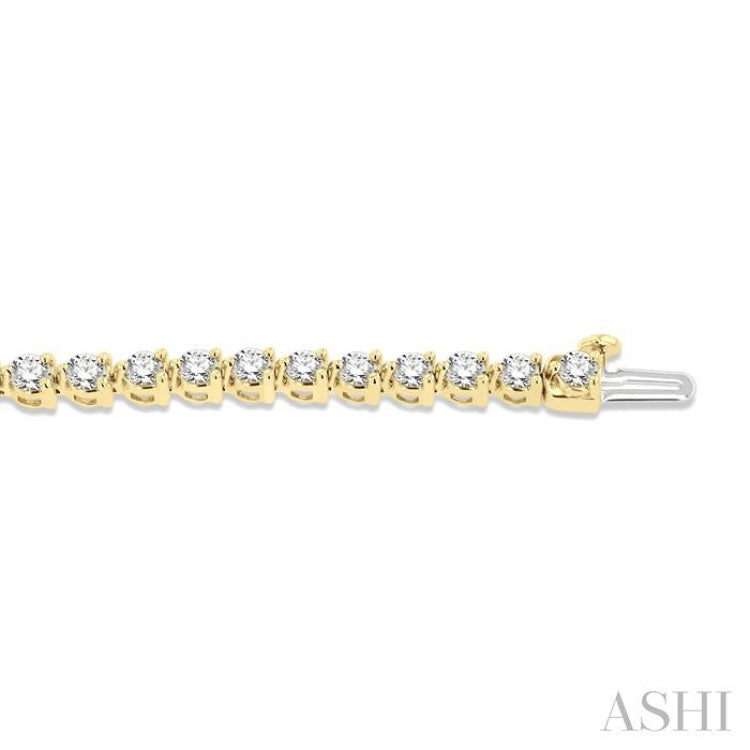 5 Ctw Round Cut Diamond 3-Prong Tennis Bracelet in 14K Yellow Gold