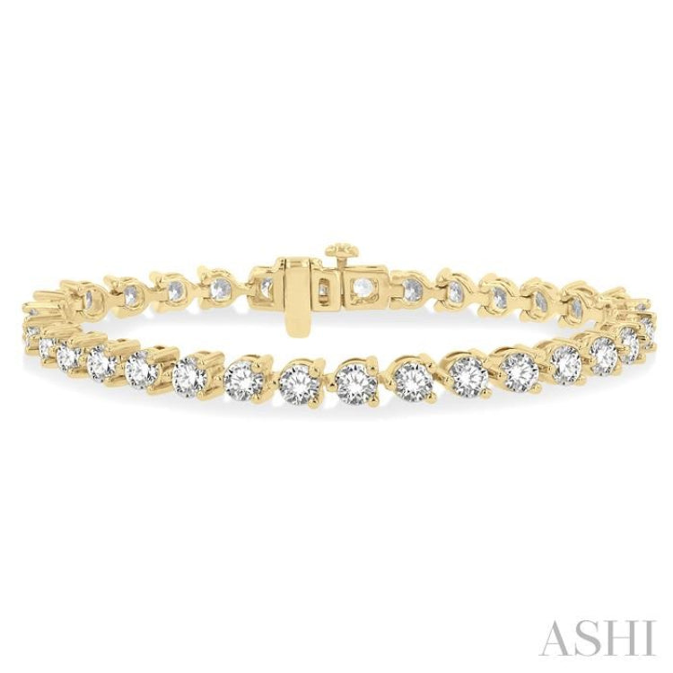 8 ctw 3 Prong Round Cut Diamond Tennis Bracelet YG 14K-G*
