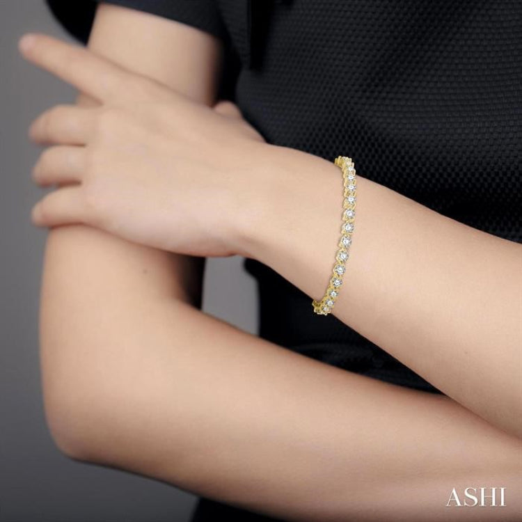 8 ctw 3 Prong Round Cut Diamond Tennis Bracelet YG 14K-G*
