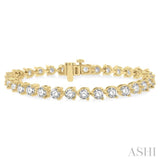 9 ctw 3 Prong Round Cut Diamond Tennis Bracelet YG 14K-G*