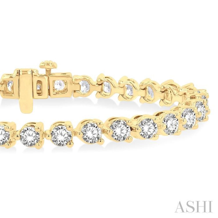 10 ctw 3 Prong Round Cut Diamond Tennis Bracelet YG 14K-G*