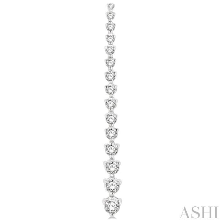2 Ctw Round Cut Diamond Riviera Drop Earrings in 14K White Gold