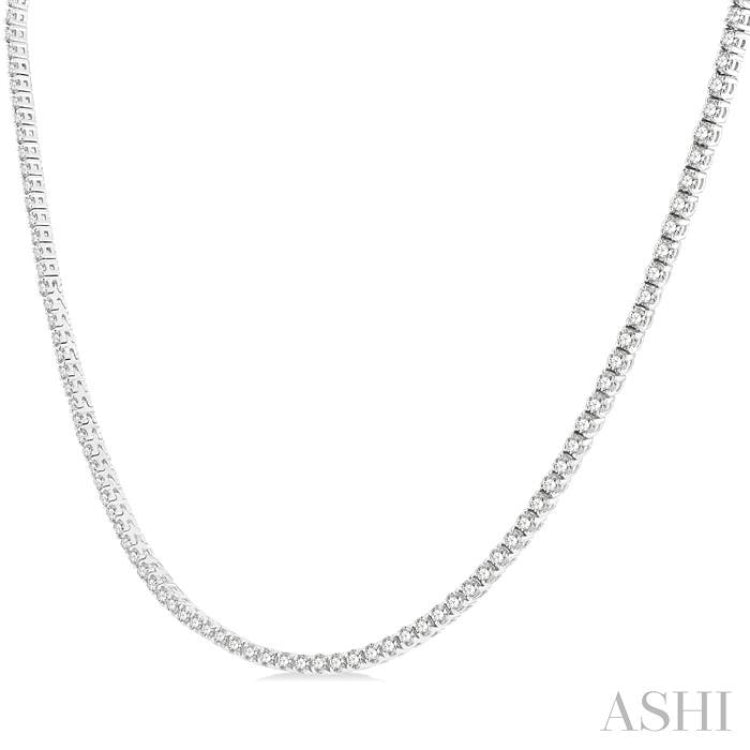 7.00 ctw Round Cut Diamond Tennis Necklace in 14K White Gold