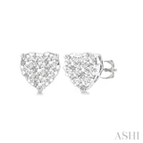 1/3 Ctw Heart Shape Lovebright Round Cut Diamond Stud Earrings in 14K White Gold