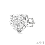 1/3 Ctw Heart Shape Lovebright Round Cut Diamond Stud Earrings in 14K White Gold