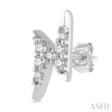 1/10 ctw Lightning Bolt Round Cut Diamond Petite Earring in 10K White Gold
