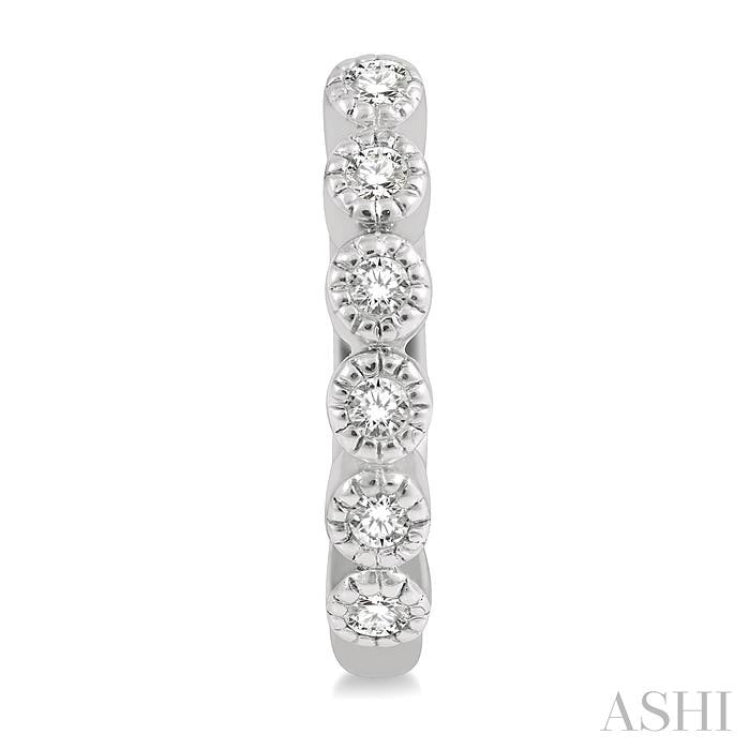 1/10 ctw Round Cut Diamond Huggie Petite Earrings in 10K White Gold