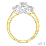 1 1/4 Ctw Round Cut Diamond Past Present & Future Engagement Ring in 14K Yellow and White Gold