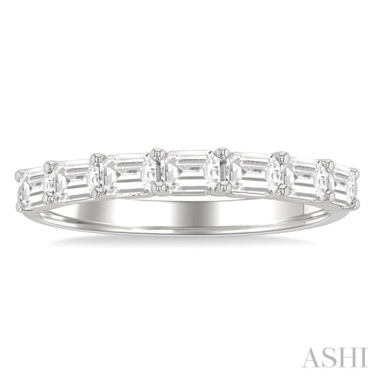 1 ctw East-West Emerald Cut Diamond Fashion Ring in 14K White Gold