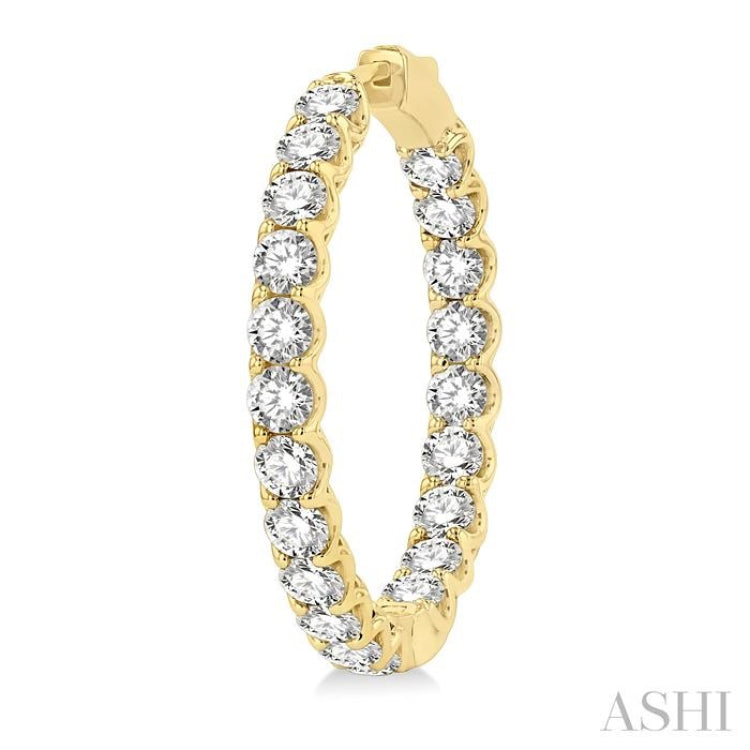 8.00 ctw Inside-Out Round Cut Diamond Hoop Earrings in 14K Yellow Gold