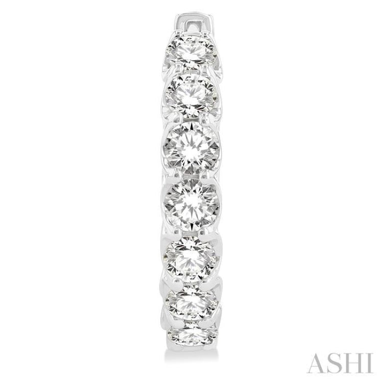 4 ctw Inside-Out Round Cut Diamond Hoop Earrings in 14K White Gold